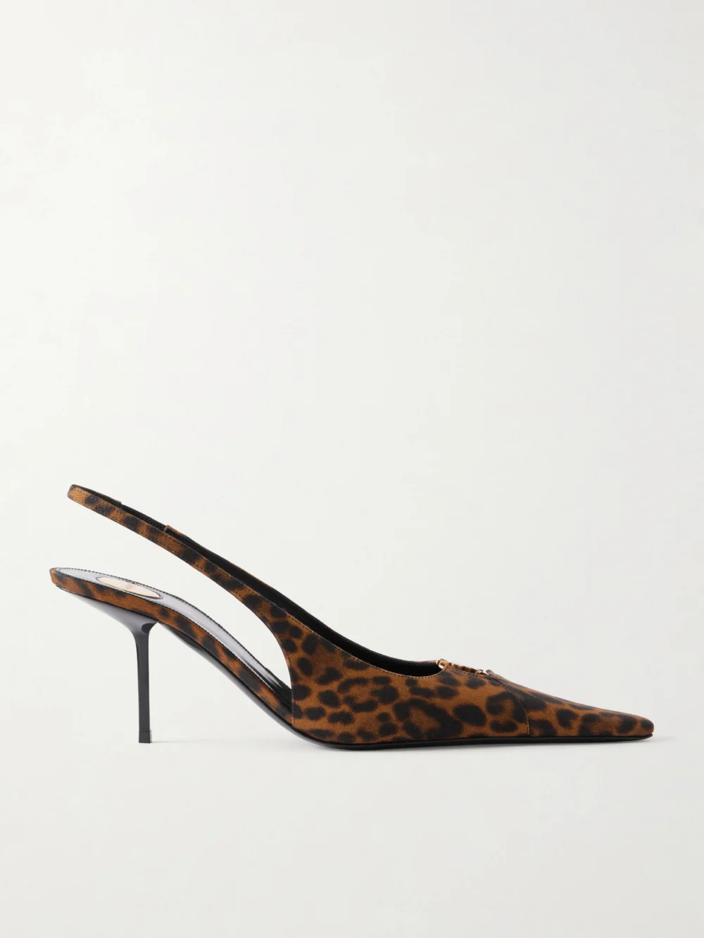 Saint Laurent Babylone Cassandre-embellished Leopard-print Grosgrain Slingback Pumps in multi