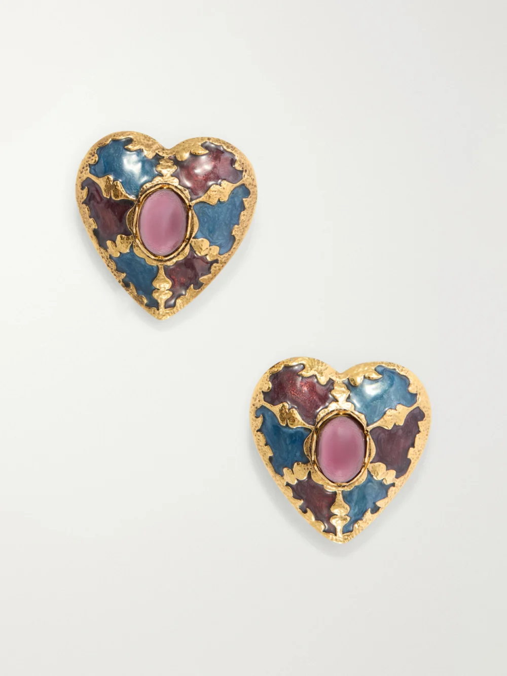 Saint Laurent Bo Coeur Embellished Earrings in gold