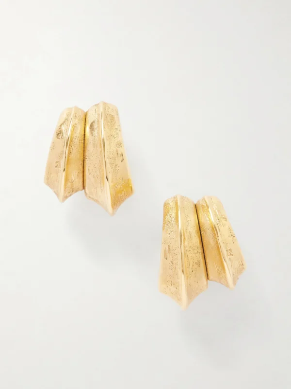 Saint Laurent Bo Pointes Arrondies Gold-tone Earrings