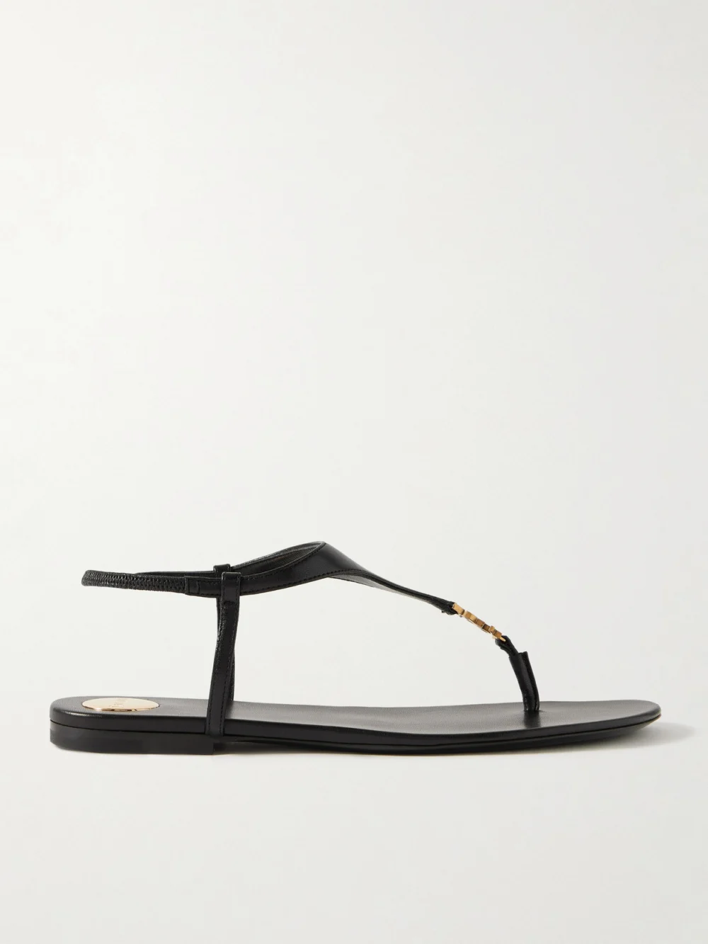 Saint Laurent Cassandra Embellished Leather Sandals in black