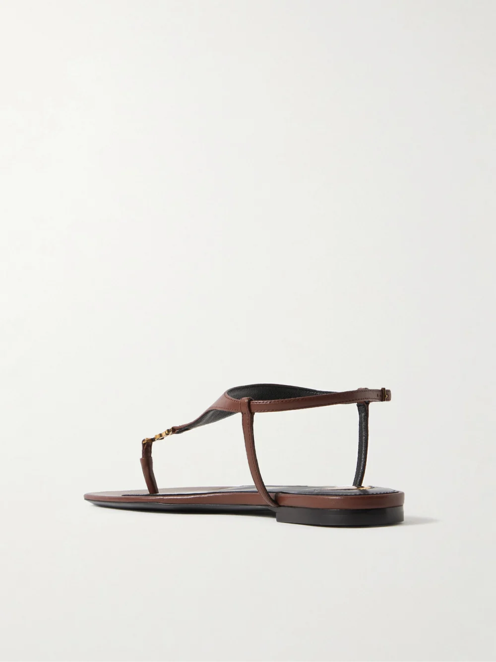 Back view of the Saint Laurent Cassandra Embellished Leather Slingback Sandals