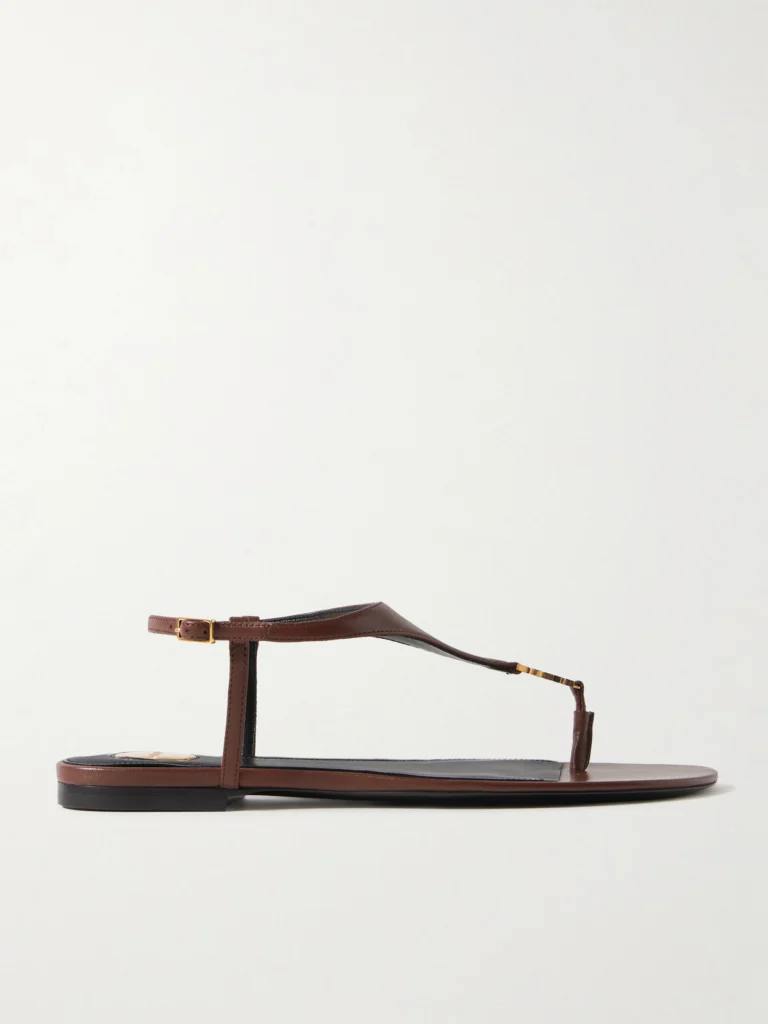Saint Laurent Cassandra Embellished Leather Slingback Sandals