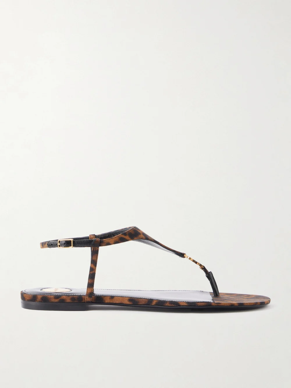 Saint Laurent Cassandra Embellished Leopard-print Faille Sandals in leopard print