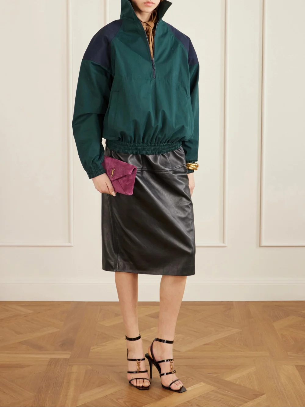 Saint Laurent Cassandra Embellished Patent-leather Pumps, styled view