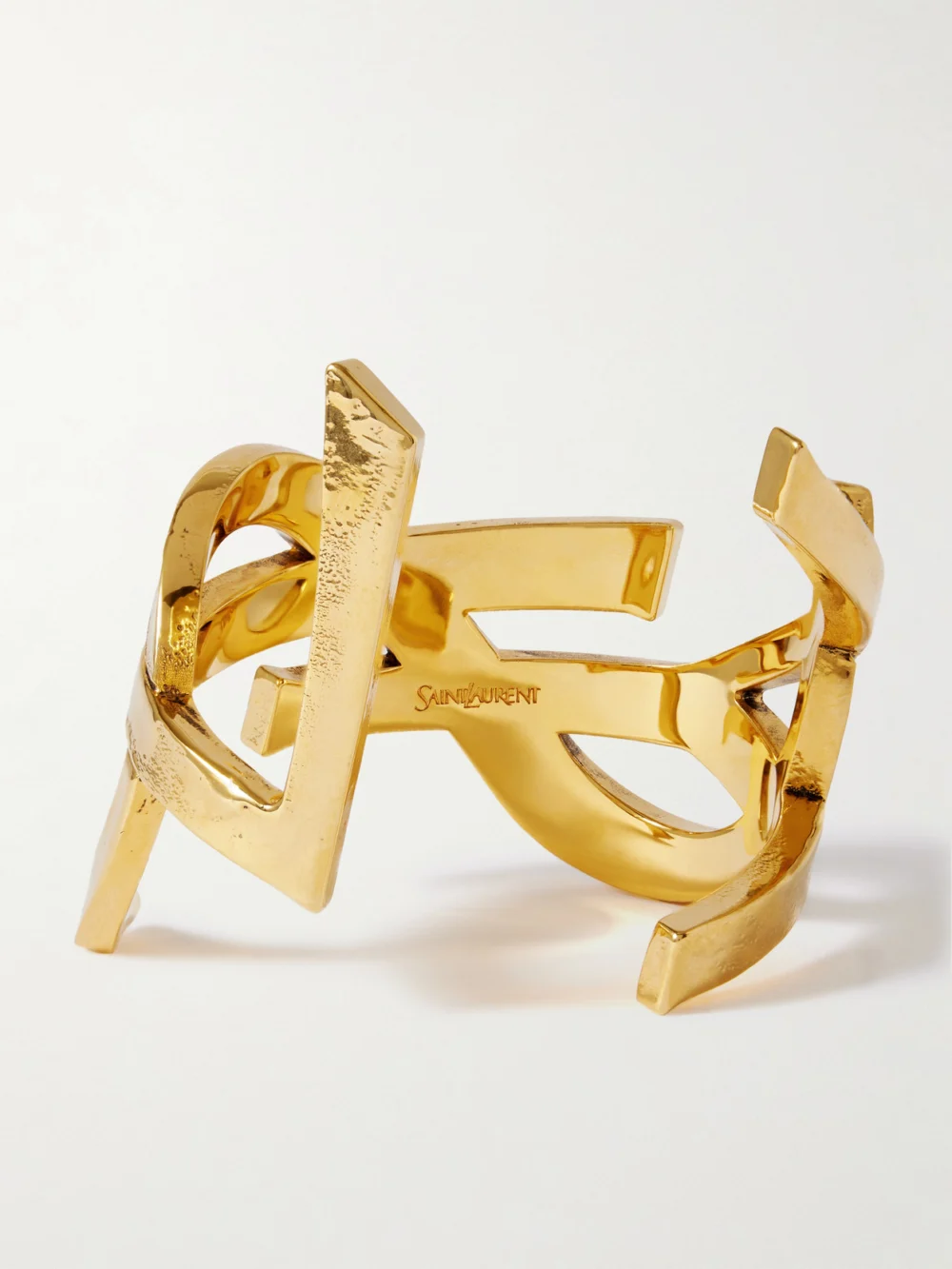 Back view of the Saint Laurent Cassandre Gold-tone Cuff