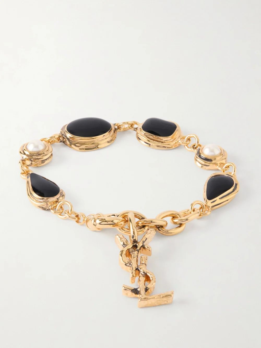 Back view of the Saint Laurent Cassandre Gold-tone Enamel Bracelet