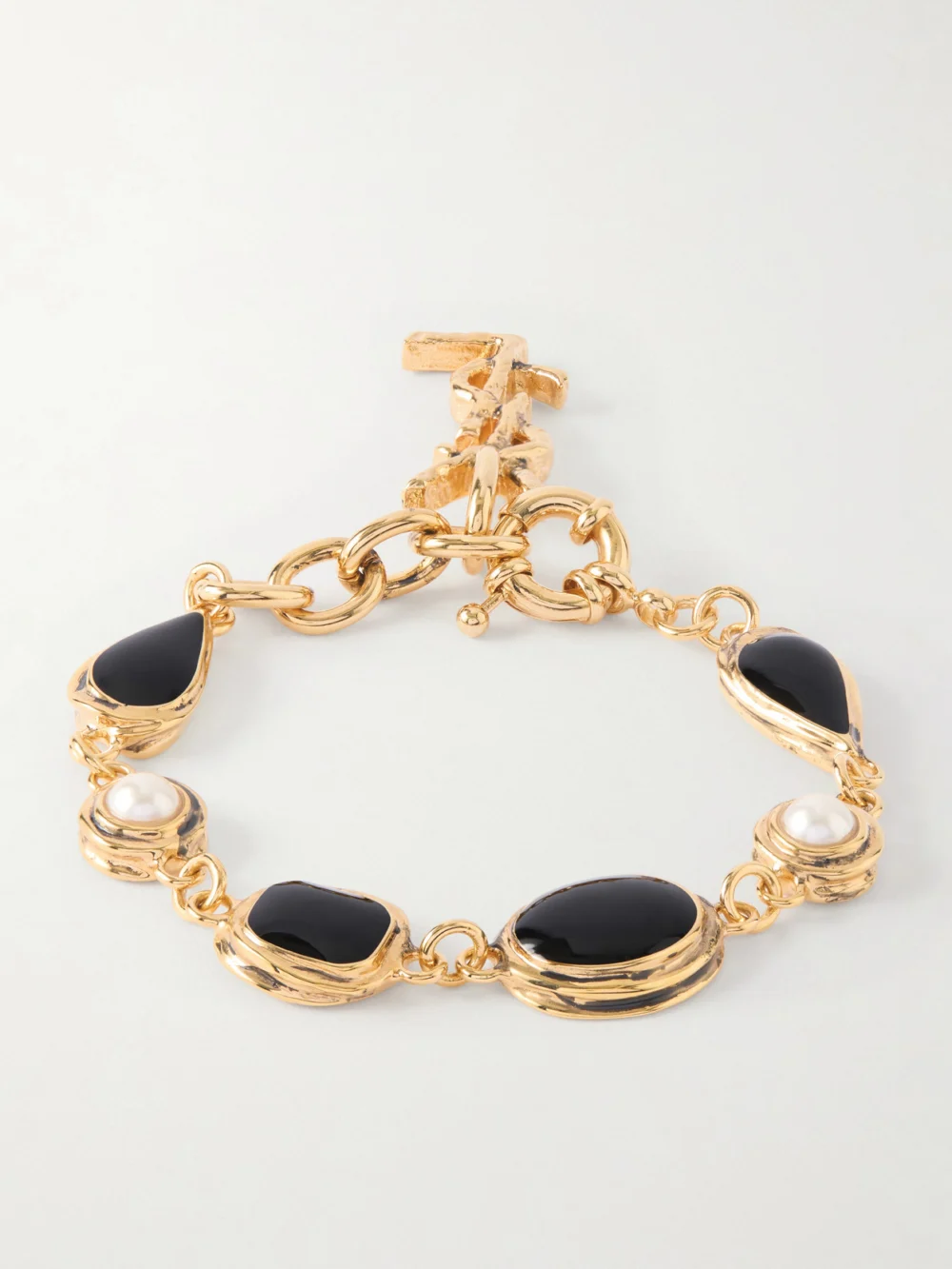 Saint Laurent Cassandre Gold-tone Enamel Bracelet in l