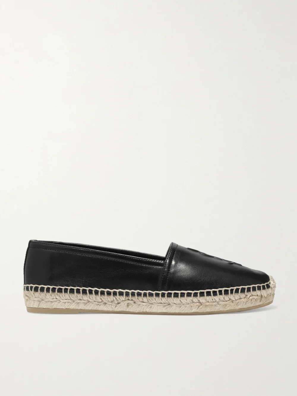 Saint Laurent Cassandre Logo-embossed Leather Espadrilles in black