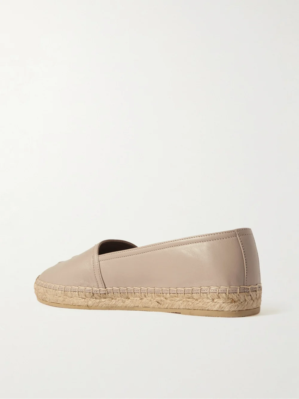 Back view of the Saint Laurent Cassandre Logo-embossed Leather Espadrilles