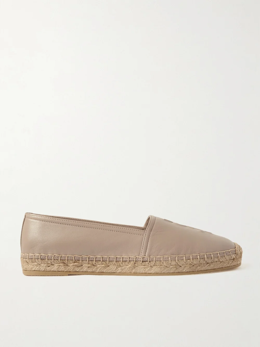 Saint Laurent Cassandre Logo-embossed Leather Espadrilles in neutral