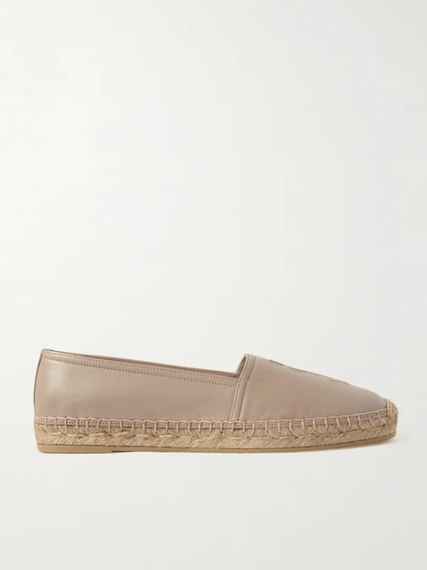 Saint Laurent Cassandre Logo-embossed Leather Espadrilles