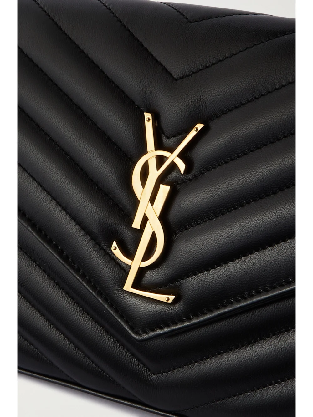 Close-up detail of the Saint Laurent Cassandre Matelassé Leather Shoulder Bag