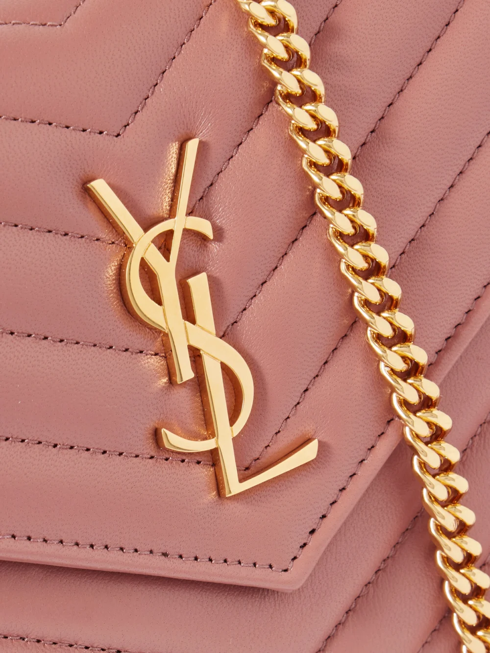 Close-up detail of the Saint Laurent Cassandre Matelassé Leather Shoulder Bag