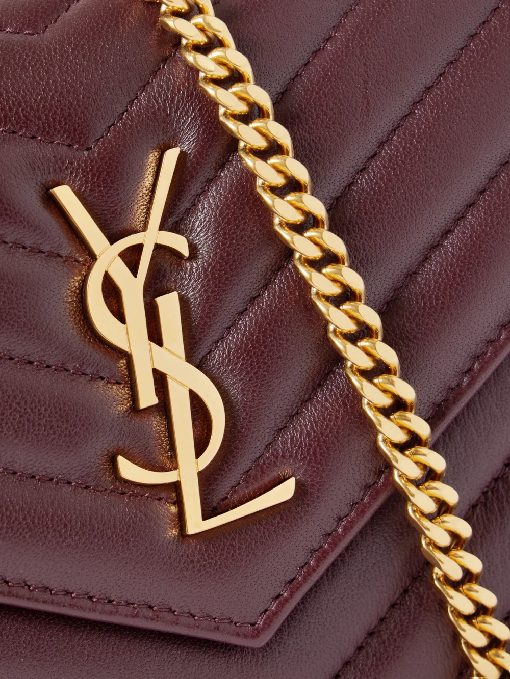 Close-up detail of the Saint Laurent Cassandre Matelassé Leather Shoulder Bag