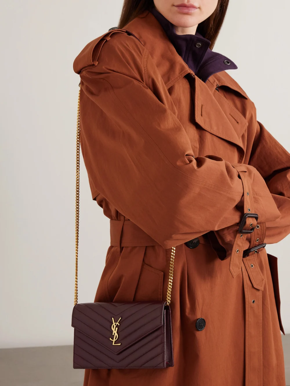 Saint Laurent Cassandre Matelassé Leather Shoulder Bag, styled view