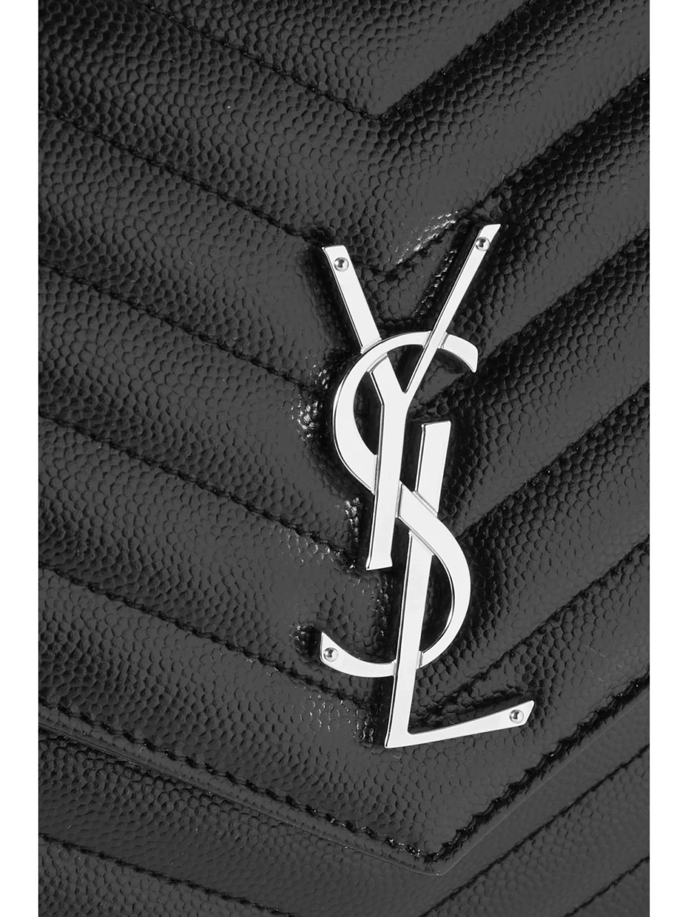 Close-up detail of the Saint Laurent Cassandre Matelassé Textured-leather Pouch