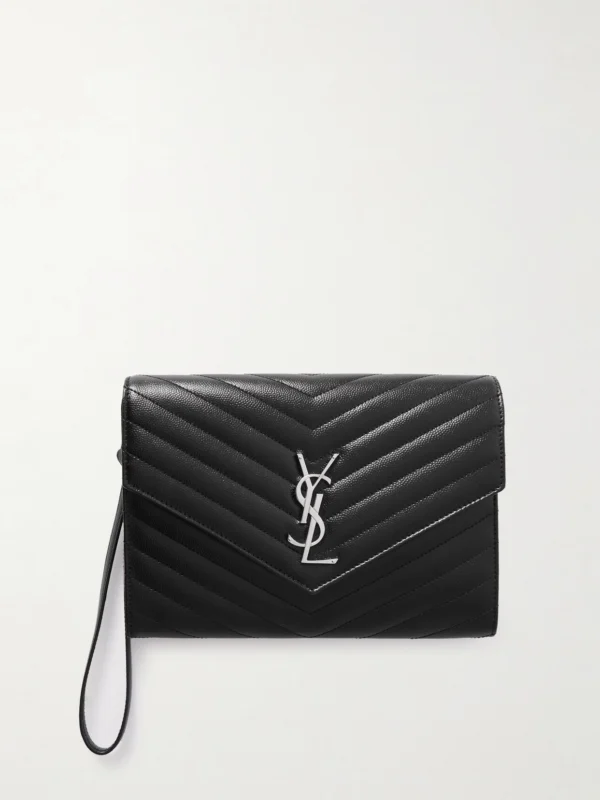 Saint Laurent Cassandre Matelassé Textured-leather Pouch