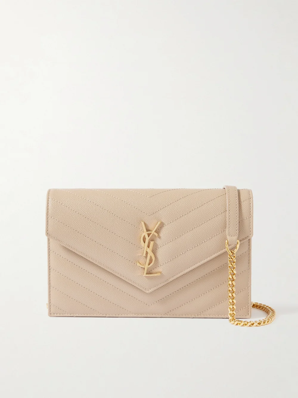 Saint Laurent Cassandre Matelassé Textured-leather Shoulder Bag in beige