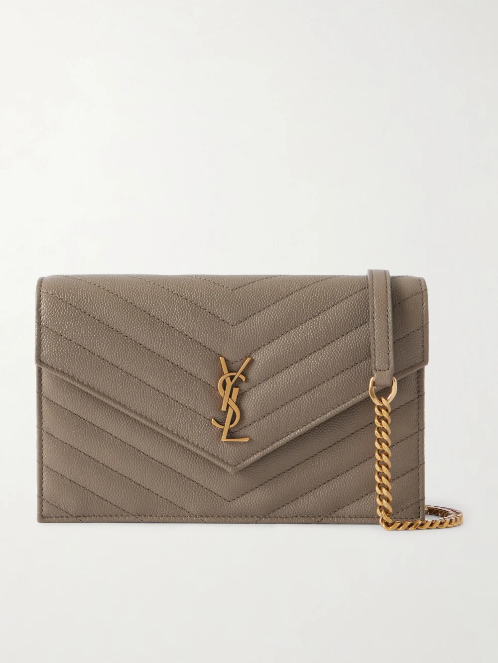 Saint Laurent Cassandre Matelassé Textured-leather Shoulder Bag in taupe