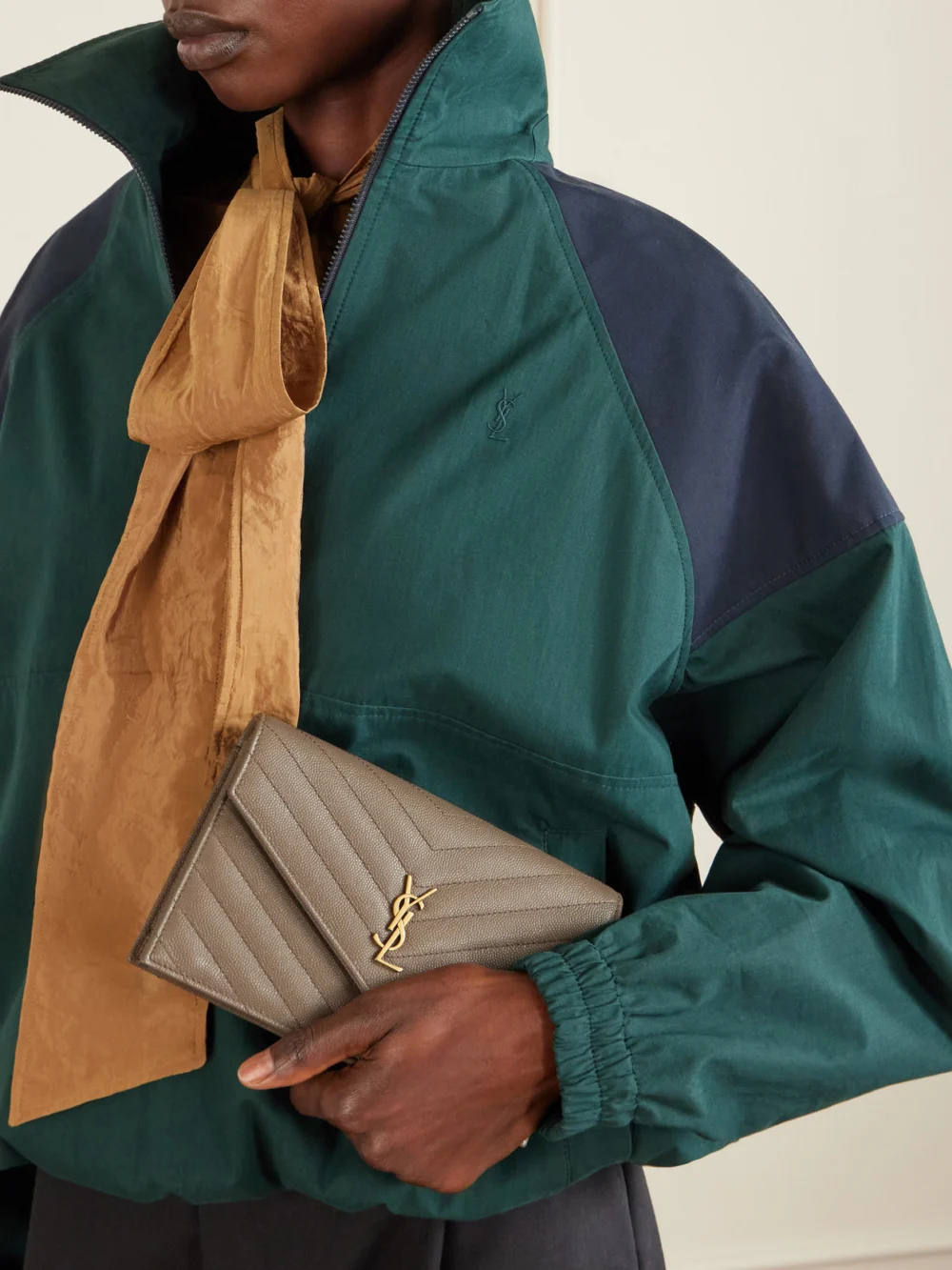 Saint Laurent Cassandre Matelassé Textured-leather Shoulder Bag, styled view