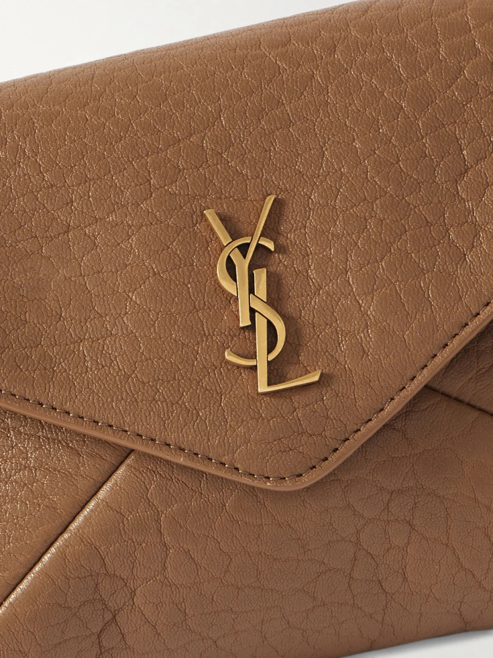 Close-up detail of the Saint Laurent Cassandre Mini Textured-leather Shoulder Bag