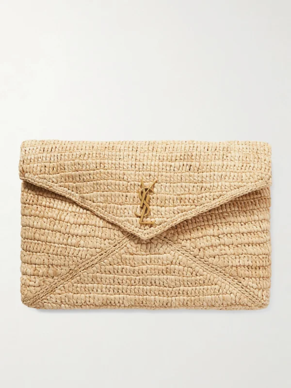 Saint Laurent Cassandre Raffia Clutch