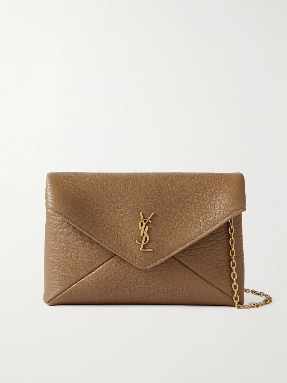Saint Laurent Cassandre Textured-leather Shoulder Bag in brown