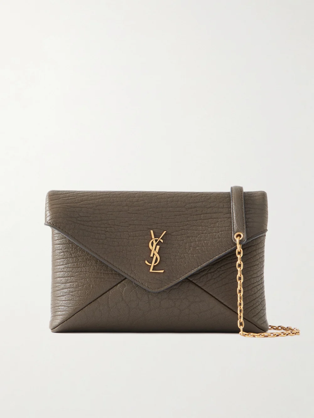 Saint Laurent Cassandre Textured-leather Shoulder Bag in chocolate