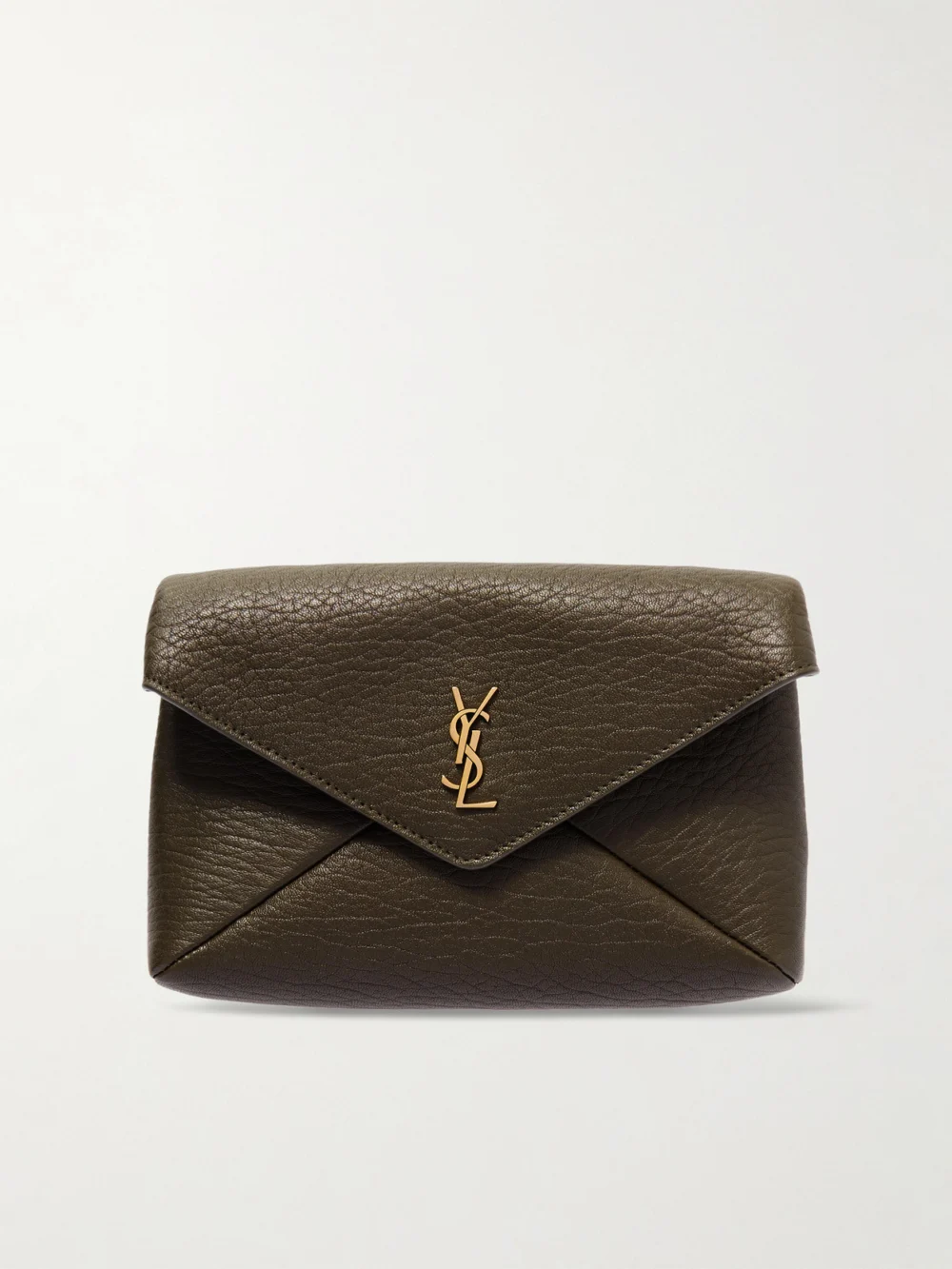 Saint Laurent Cassandre Textured-leather Shoulder Bag in green