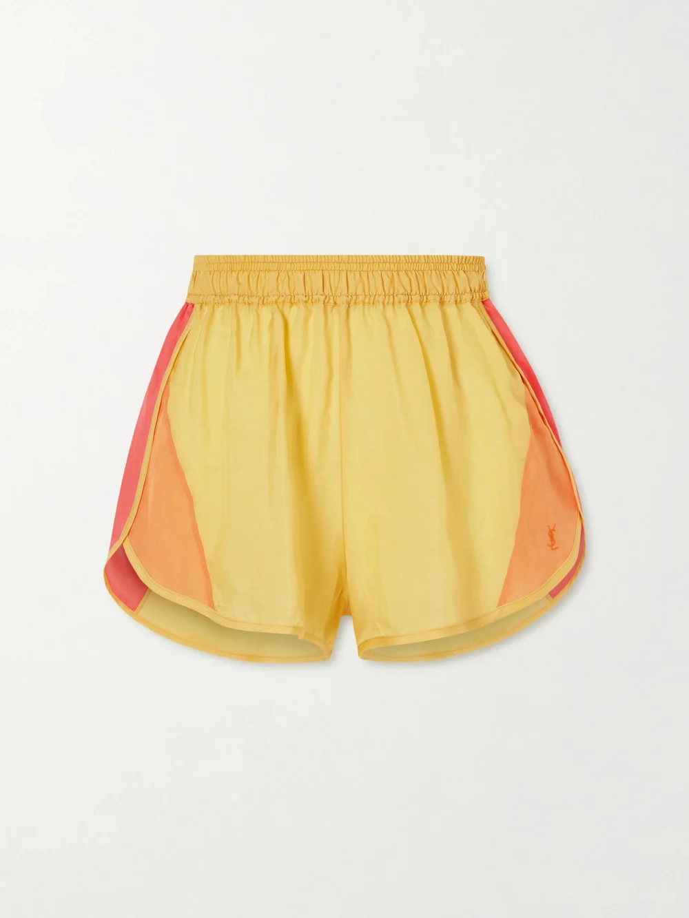 Saint Laurent Color-block Satin Shorts in yellow