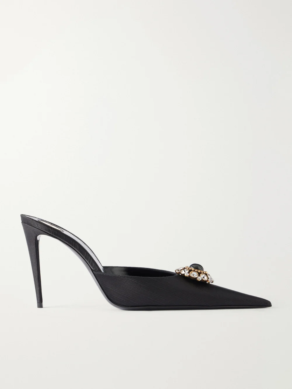 Saint Laurent Cosmo 95 Crystal-embellished Faille Mules in black