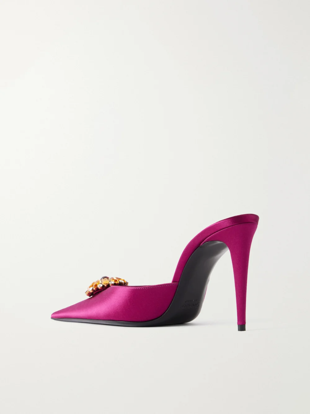 Back view of the Saint Laurent Cosmo 95 Embellished Satin- Mules