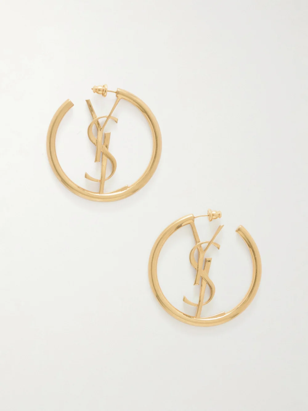 Saint Laurent Créoles Cassandre Brass Earrings in gold