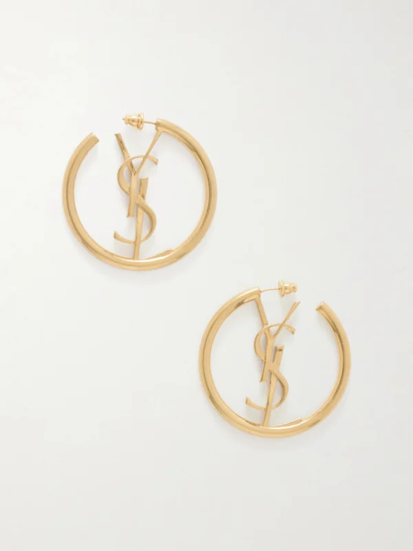 Saint Laurent Créoles Cassandre Brass Earrings
