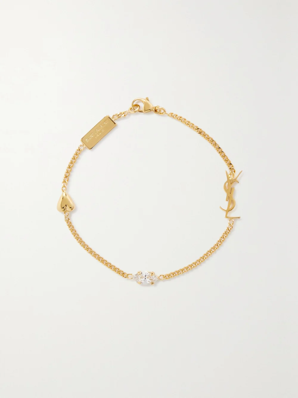 Saint Laurent Crystal-embellished Gold-tone Bracelet in s
