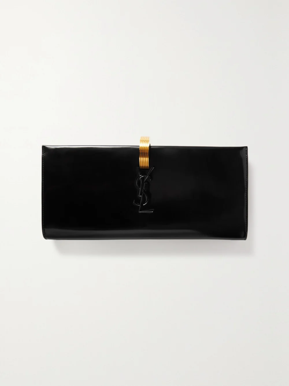 Saint Laurent Daria Patent-leather Clutch in black
