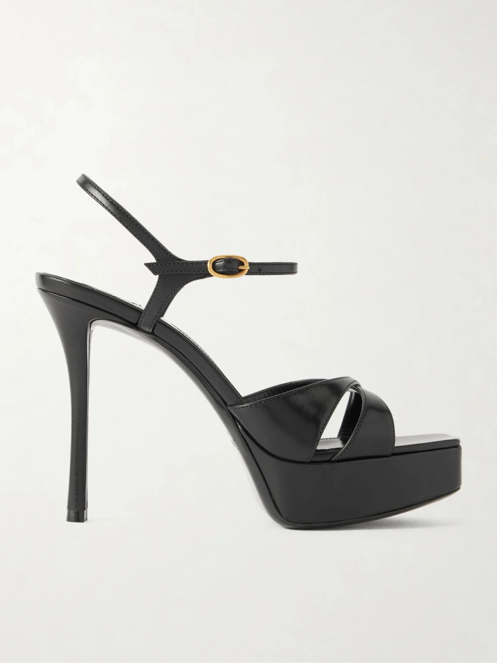 Saint Laurent Debbie Leather Platform Sandals in black