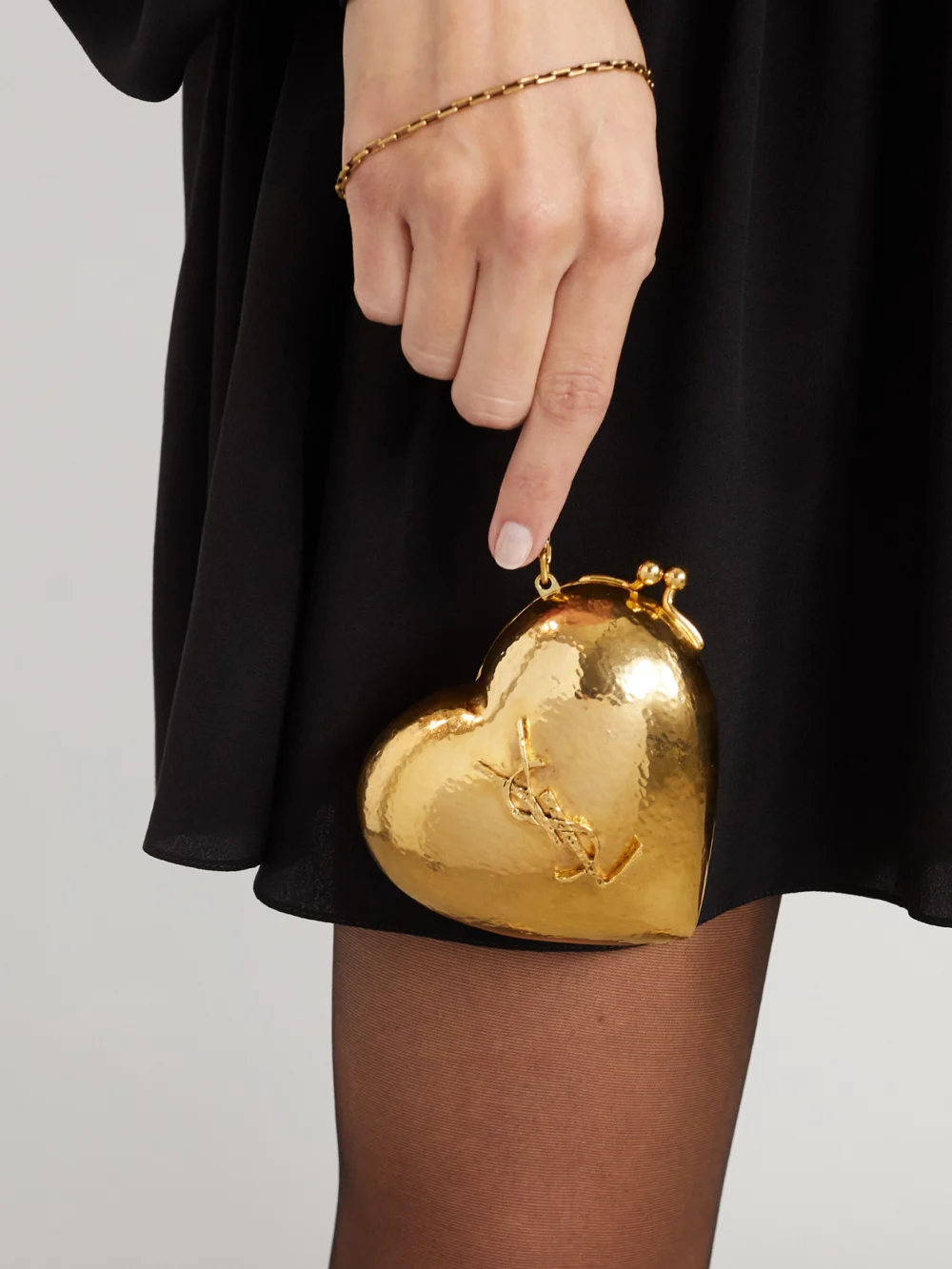 Saint Laurent Evening Gold-tone Clutch, styled view