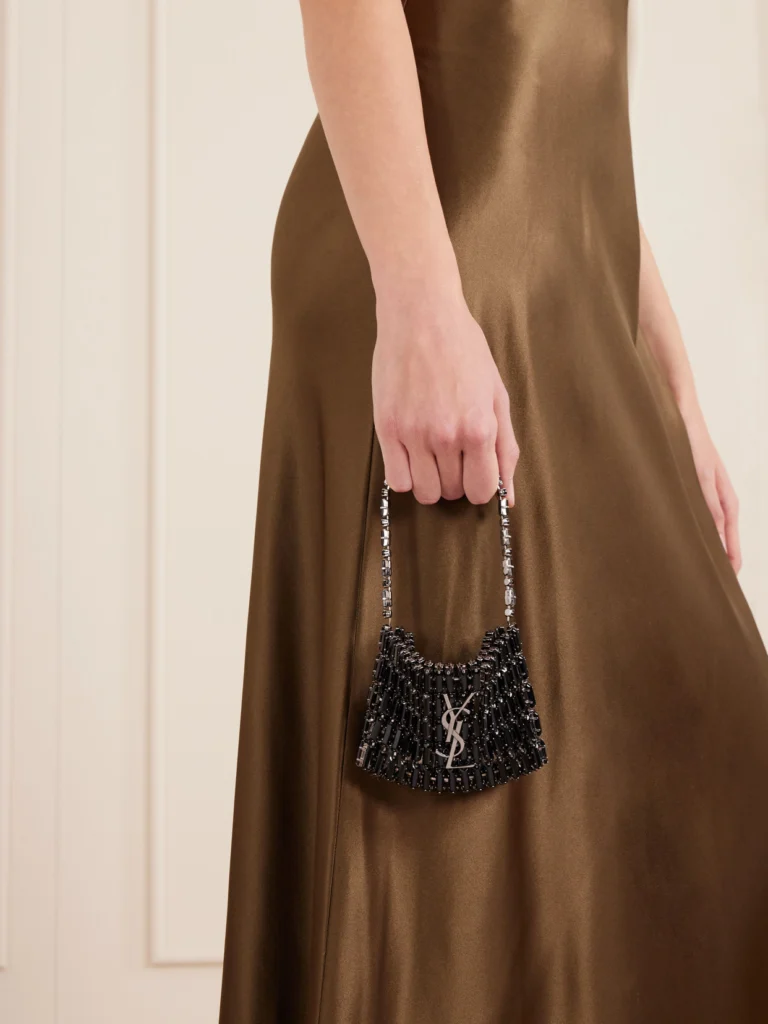 Saint Laurent Evening Micro Crystal-embellished Chainmail Shoulder Bag