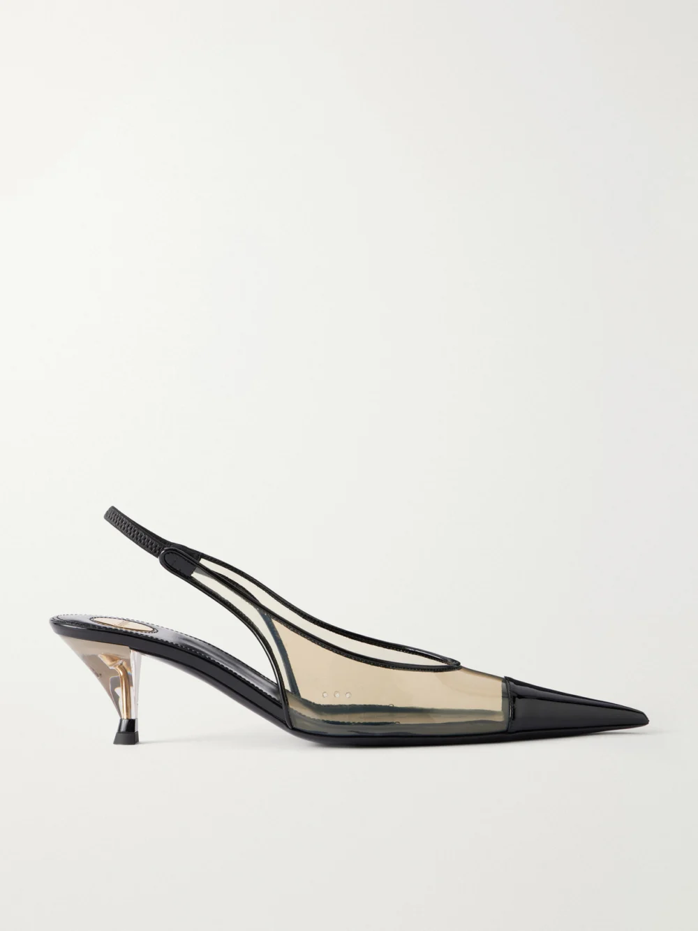 Saint Laurent Fanny 55 Patent Leather-trimmed Tpu Slingback Pumps in black