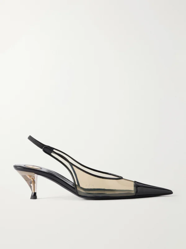 Saint Laurent Fanny 55 Patent Leather-trimmed Tpu Slingback Pumps
