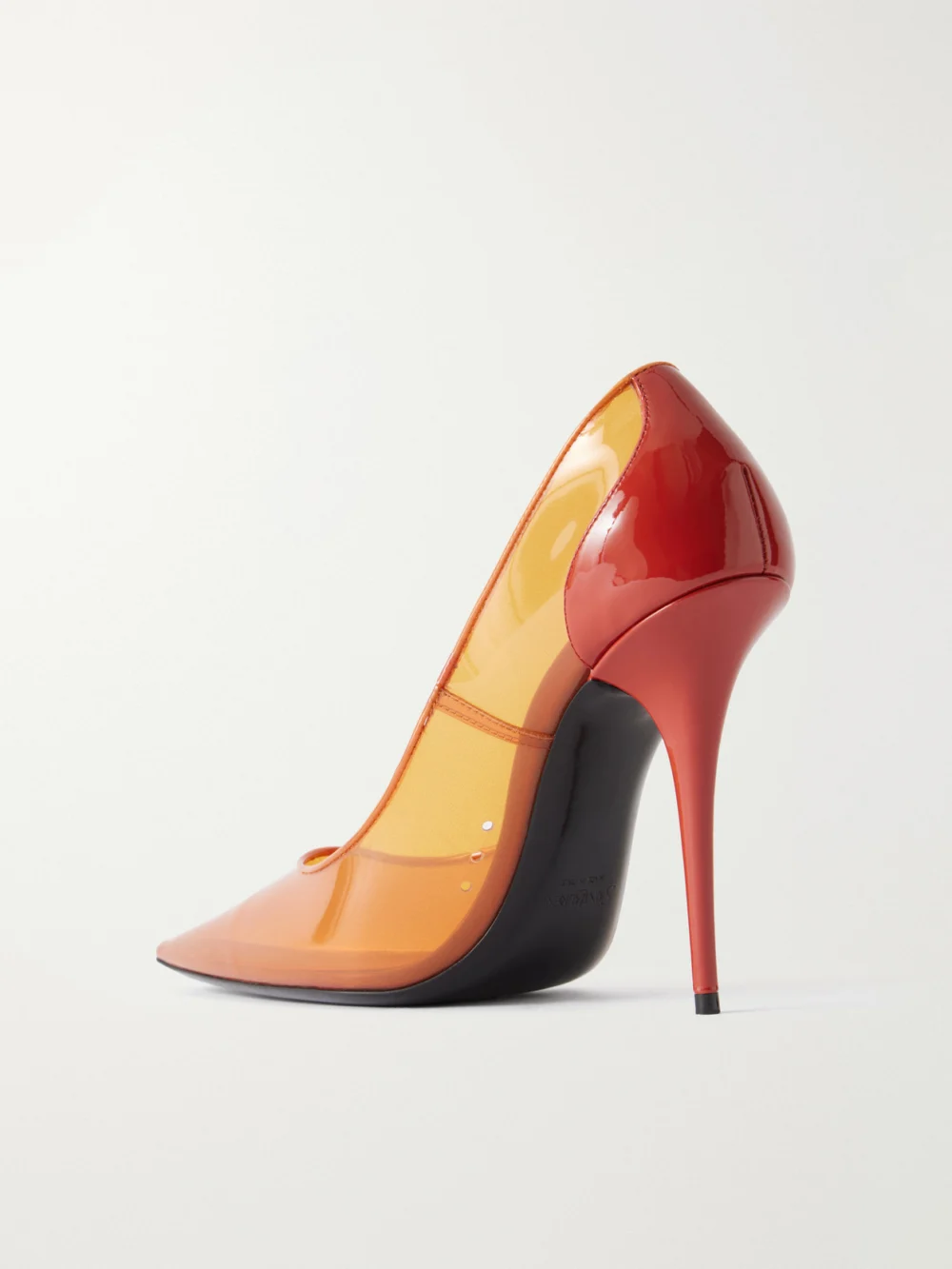 Back view of the Saint Laurent Folie 110 Leather-trimmed Tpu Pumps