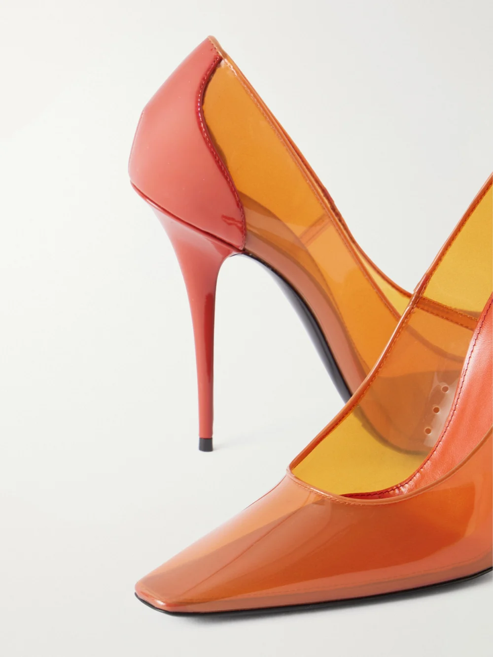Close-up detail of the Saint Laurent Folie 110 Leather-trimmed Tpu Pumps