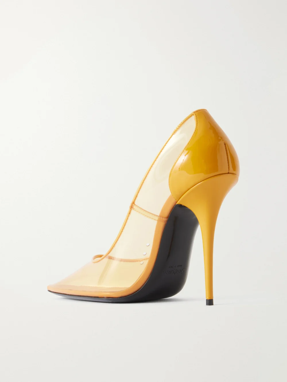 Back view of the Saint Laurent Folie 110 Leather-trimmed Tpu Pumps