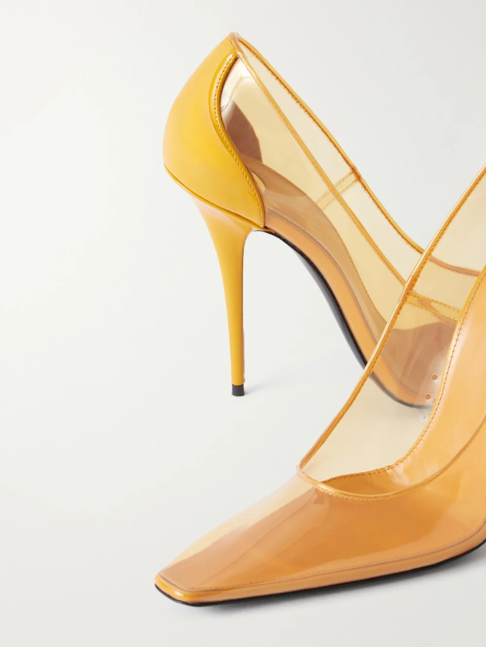 Close-up detail of the Saint Laurent Folie 110 Leather-trimmed Tpu Pumps
