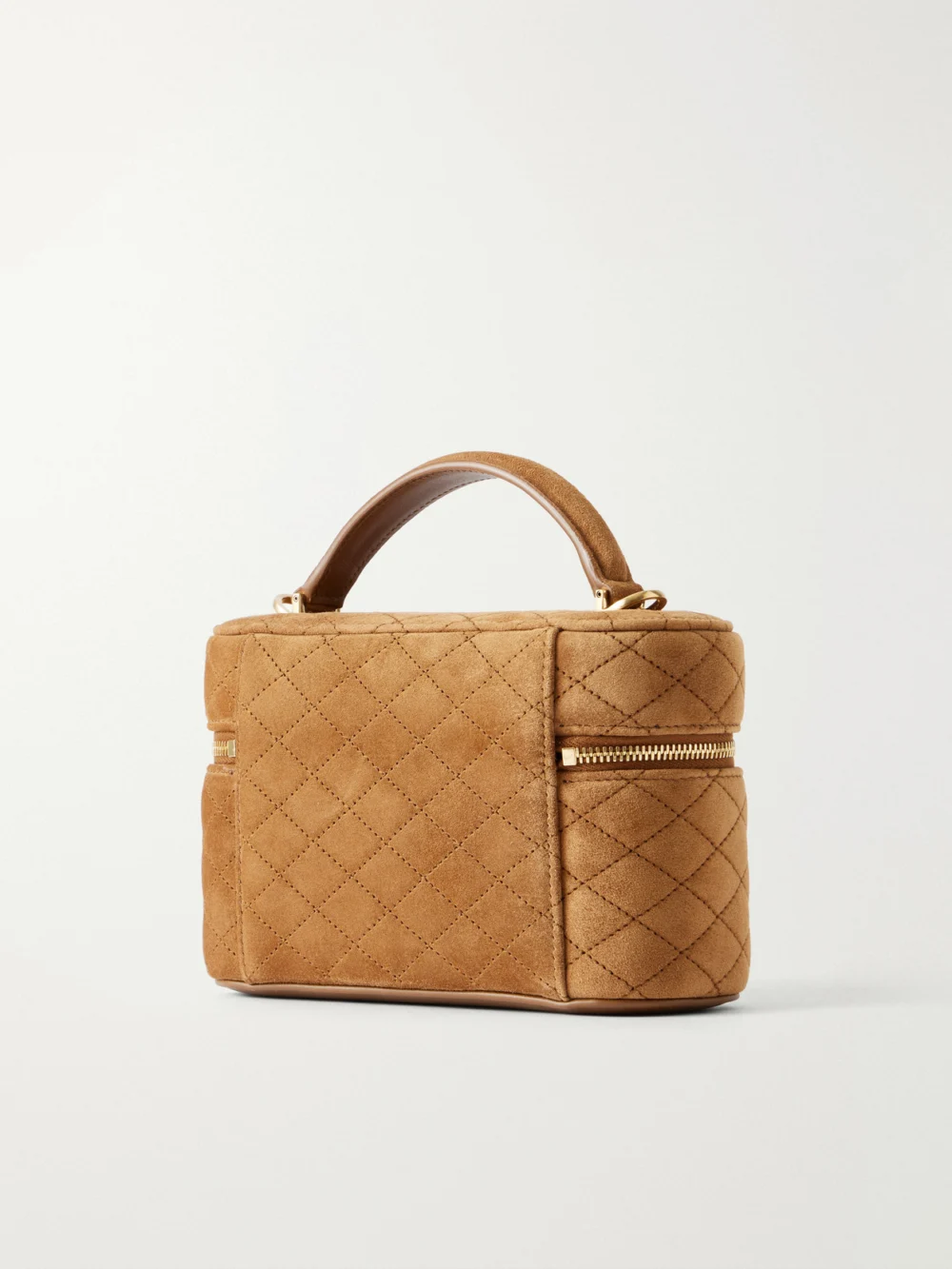 Back view of the Saint Laurent Gaby Cassandre-embellished Matelassé Suede Shoulder Bag