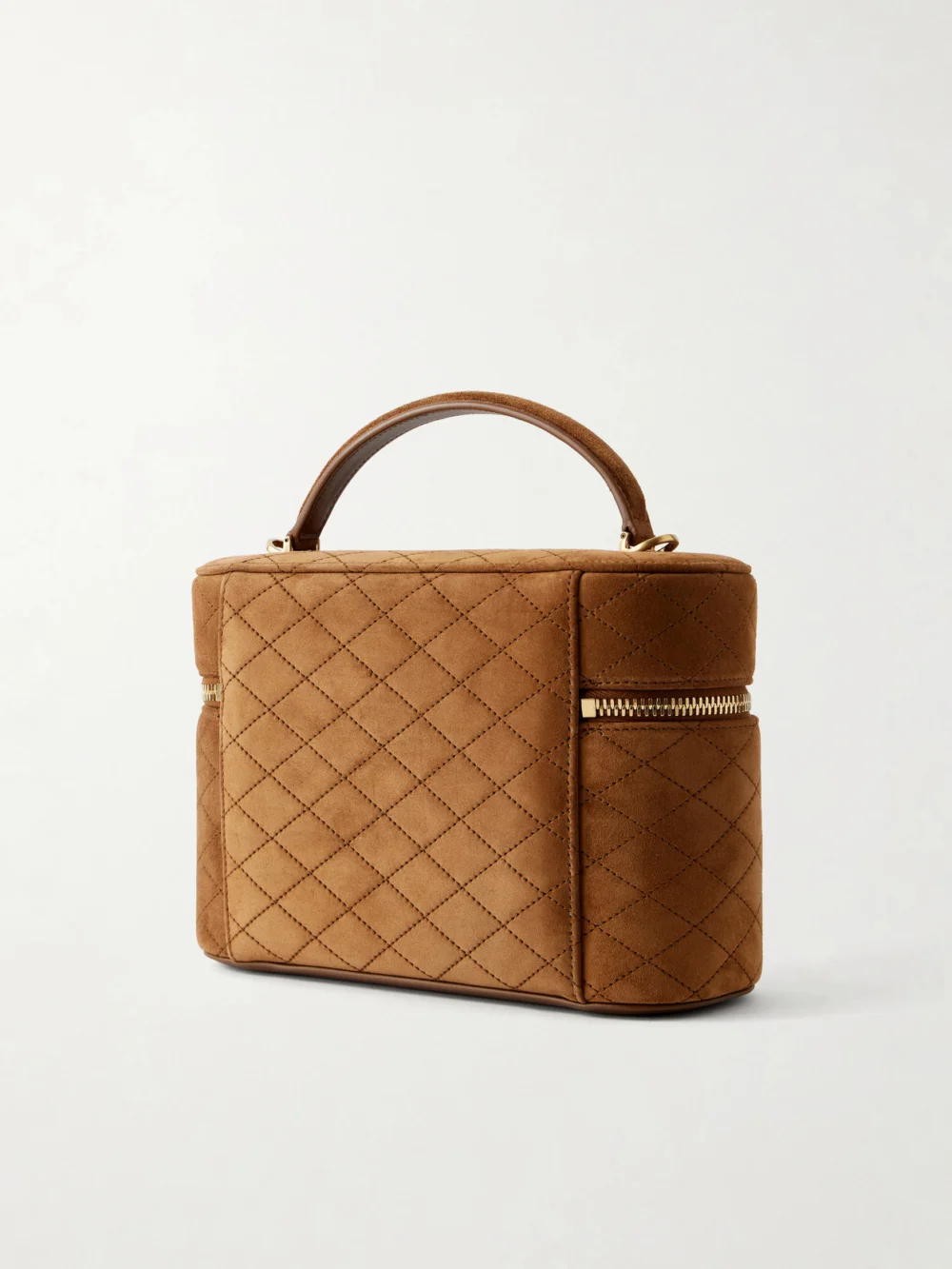 Back view of the Saint Laurent Gaby Cassandre-embellished Quilted Suede Mini Bag