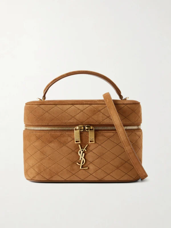 Saint Laurent Gaby Cassandre-embellished Quilted Suede Mini Bag