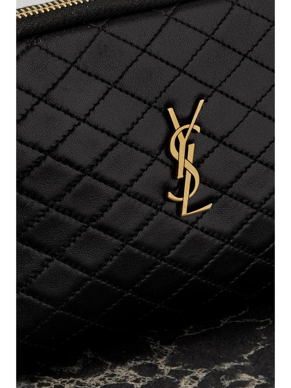 Close-up detail of the Saint Laurent Gaby Medium Quilted Leather Shoulder Bag