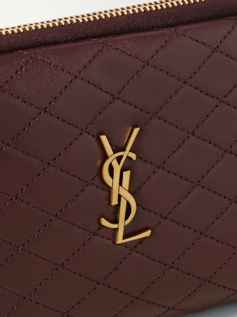 Close-up detail of the Saint Laurent Gaby Medium Quilted Leather Shoulder Bag